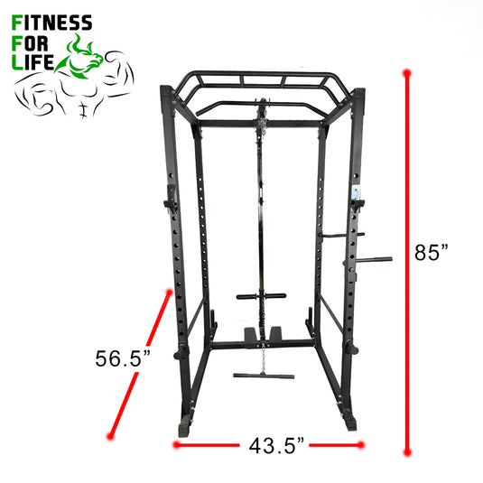 Power Rack Cage With Lat Pulldown
