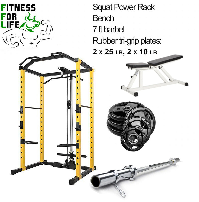 Load image into Gallery viewer, Power Rack + Pulley Bundle (Rubber plates)
