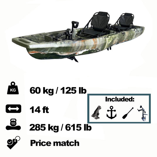 14ft Tandem Pedal Drive Modular Kayak