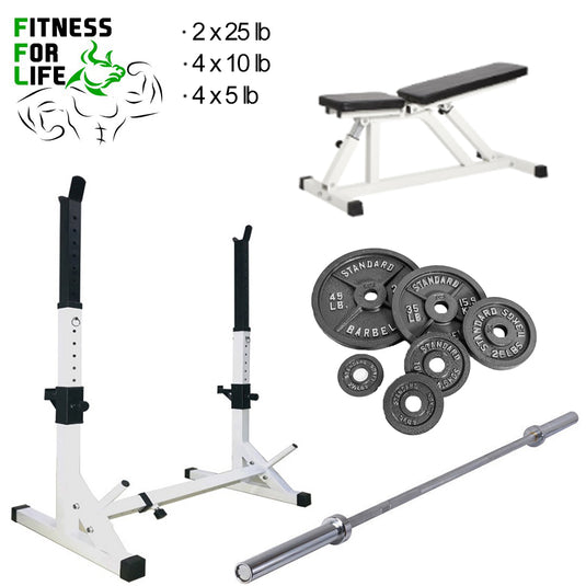 Adjustable Stand squat rack bundle ( Metal Plates )