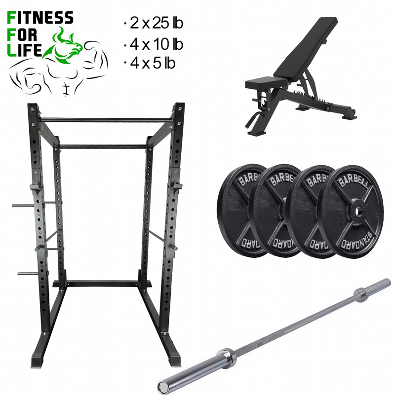 Load image into Gallery viewer, Squat Power Rack Cage 3x3 Heavy Duty Bundle (110 lb ) metal plates
