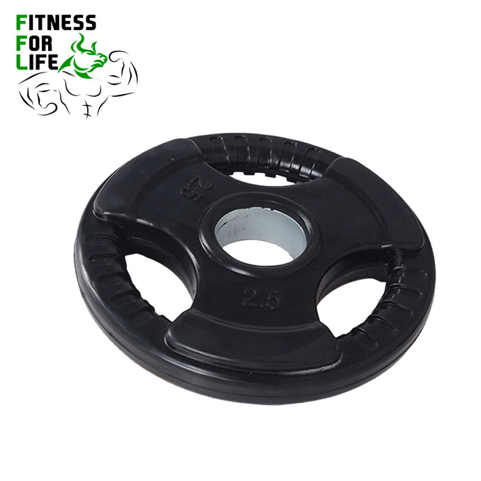 Tri-Grip Handle Weight Plates Rubber Coated