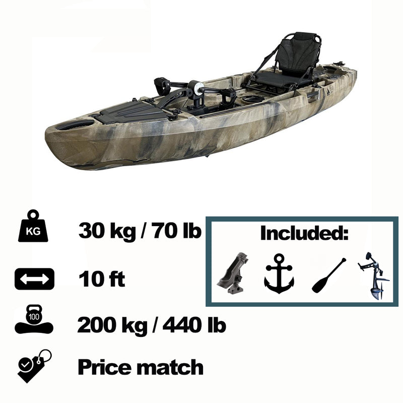 FishTrekker 10ft Pedal Kayak – Fitness For Life FFL