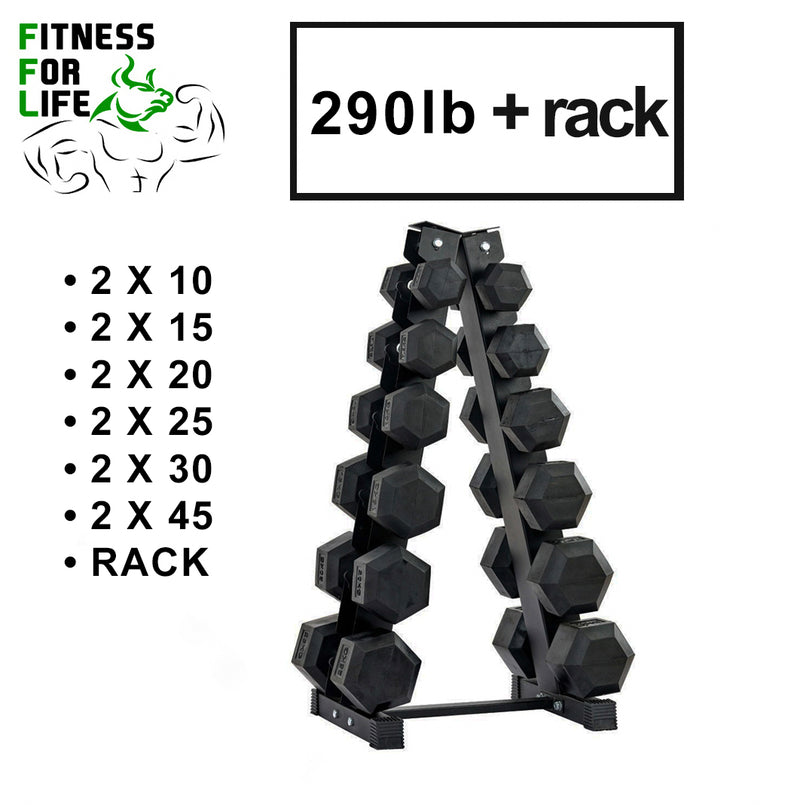 Load image into Gallery viewer, 290 lb HEX Dumbbells set + Rack
