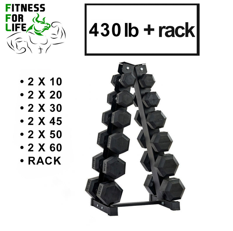 Load image into Gallery viewer, 430 lb HEX Dumbbells set + Rack
