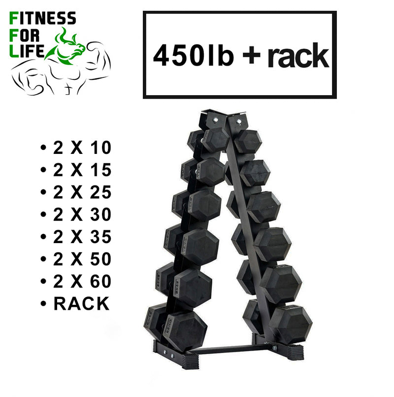 Load image into Gallery viewer, 450 lb HEX Dumbbells set + Rack
