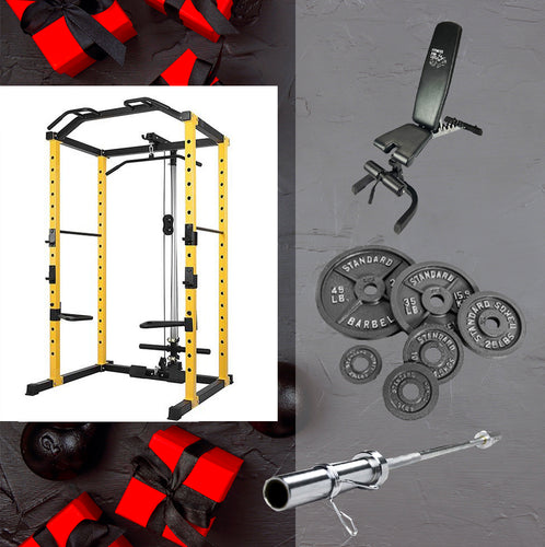 Power Rack + Pulley Bundle (Metal plates)