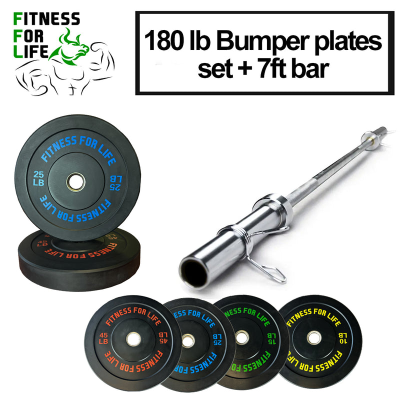 Load image into Gallery viewer, Bumpers Lifting Plates Set 180 lb with bar
