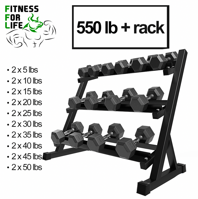 550 lb HEX HAUDBELLS SET + RACK