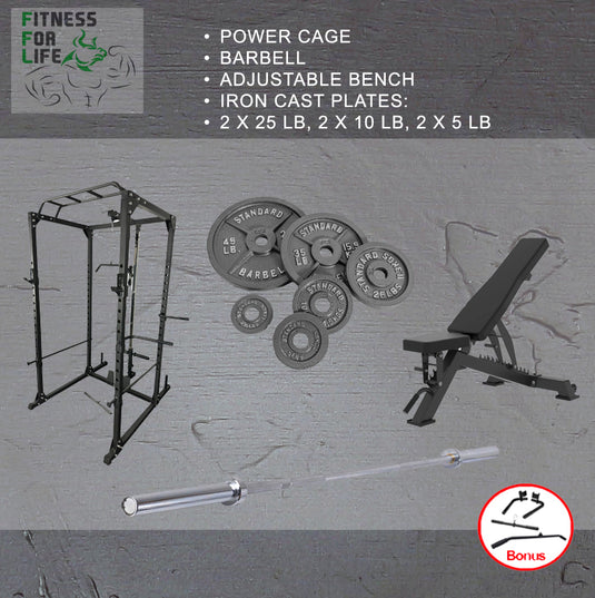 Power Rack Lat Pulldown Bundle (Metal plates)