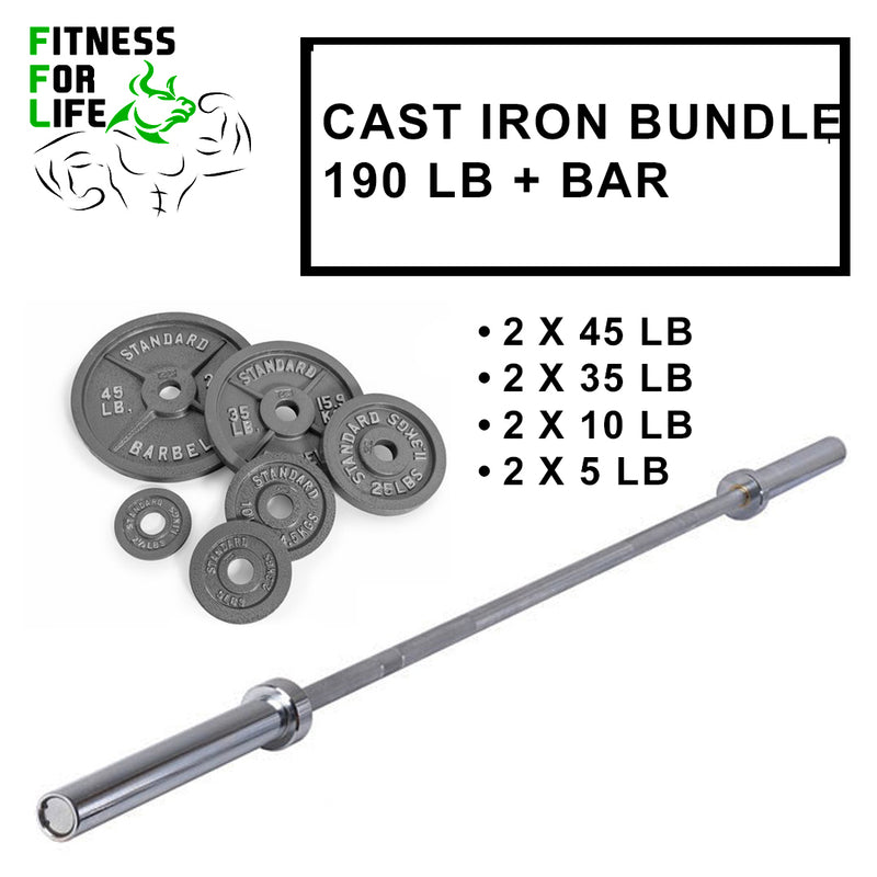 Load image into Gallery viewer, 190 lb Iron Cast Plates Bundle + bar
