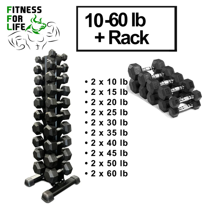 HEX Dumbbells Bundle 10-60lb,660 lb