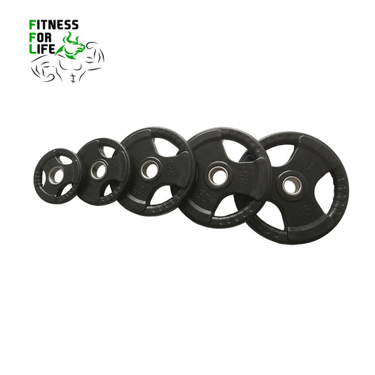 230 lb Rubber Plates Tri Grip Bundle + bar