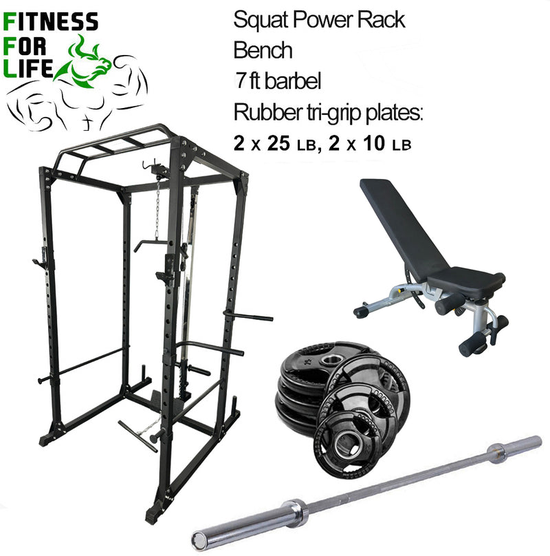 Load image into Gallery viewer, Power Rack Lat Pulldown Bundle (Rubber plates)
