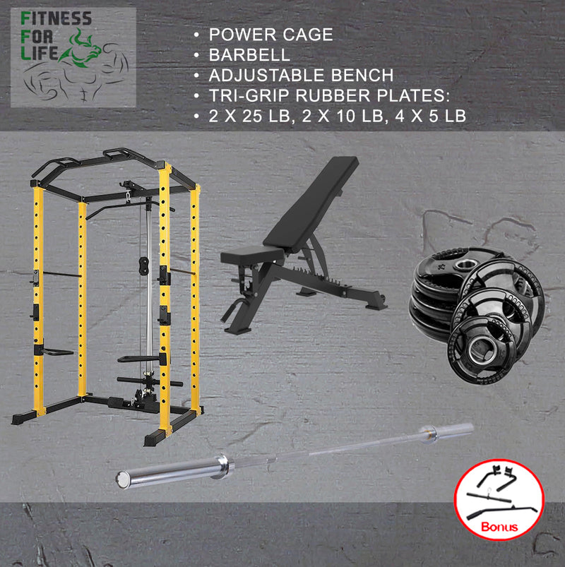 Load image into Gallery viewer, Power Rack + Pulley Bundle (Rubber plates)
